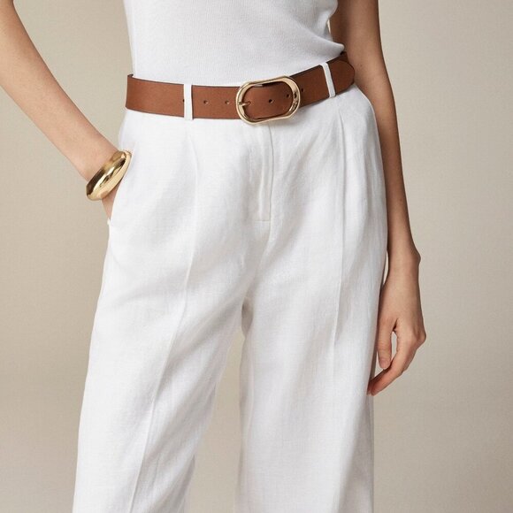 J.Crew Petite Wide-Leg Essential Pant In Linen Women 0P White Polished Lagenlook - Picture 9 of 15